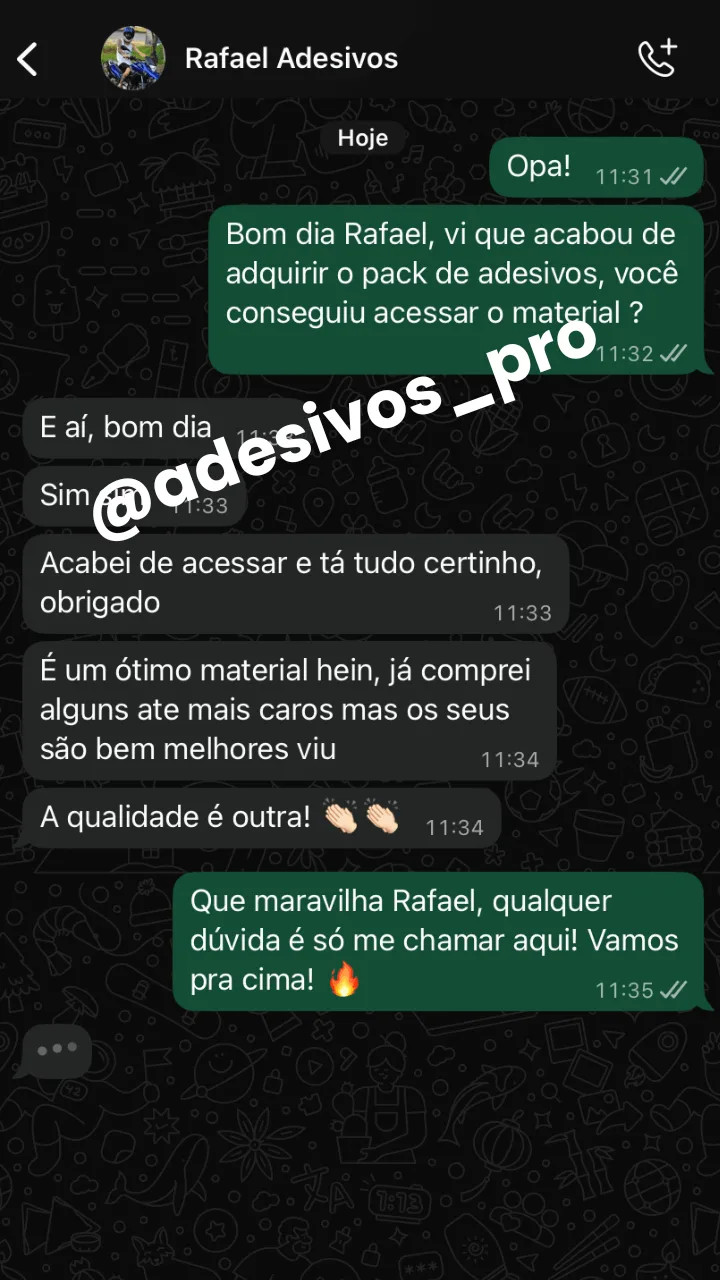 Depoimento do cliente Rafael no WhatsApp