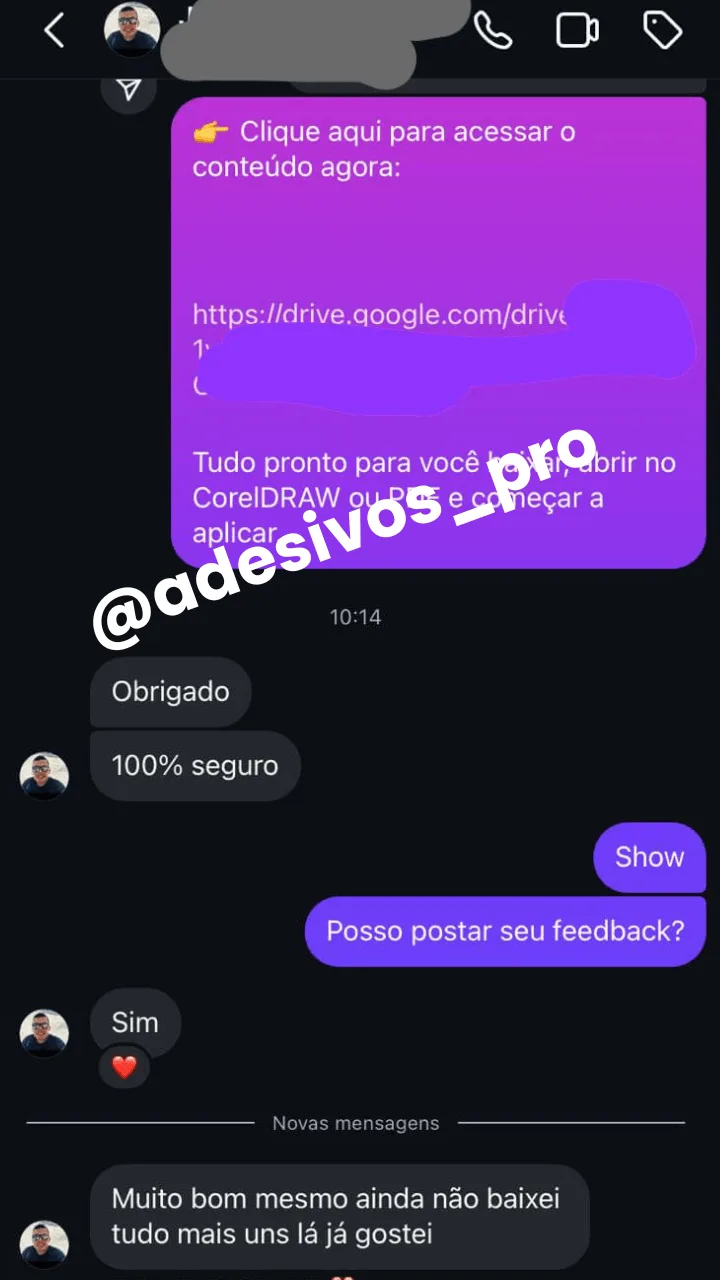 Depoimento de cliente no Instagram